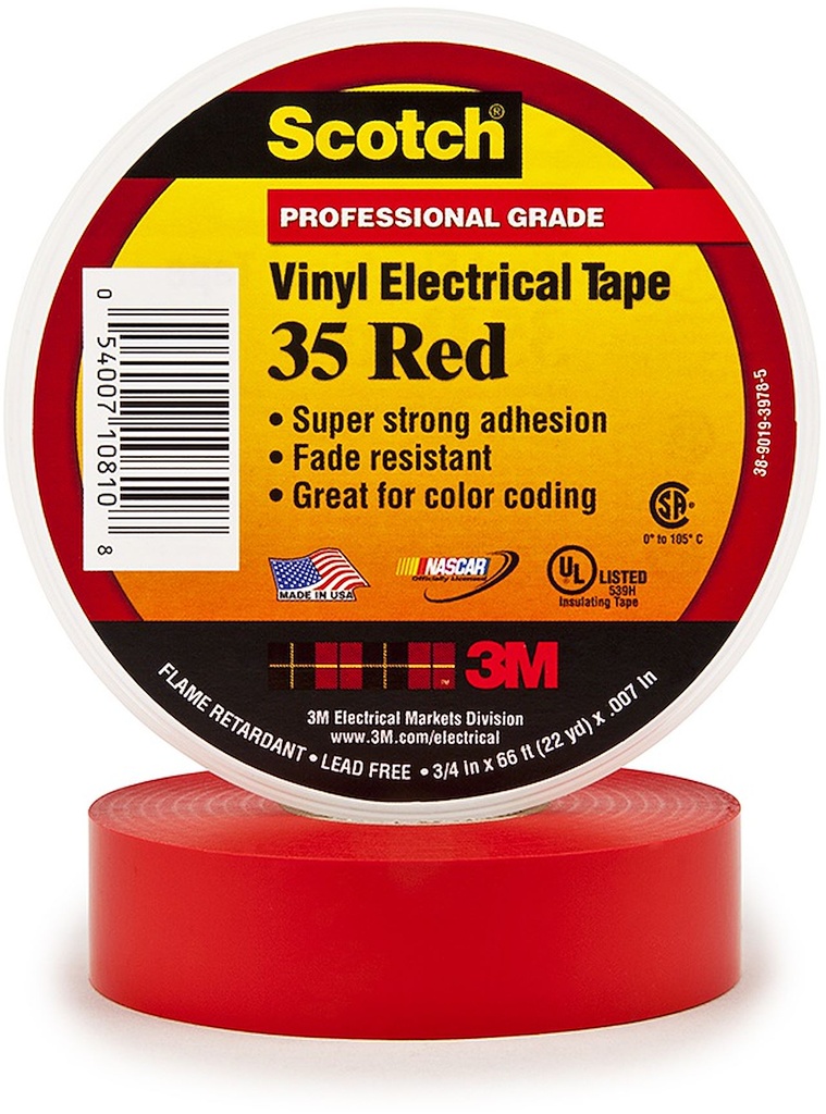 Scotch 35 ruban isolant électrique 19mmx20m Rouge