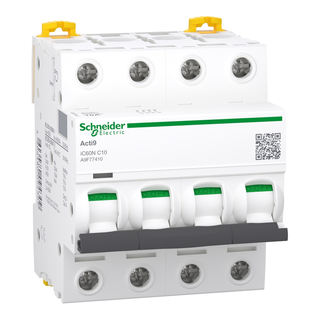 [SCHNEIDER] Disjoncteur 4P 10A courbe C avec pouvoir de coupure 6kA/10kA [iC60N]
