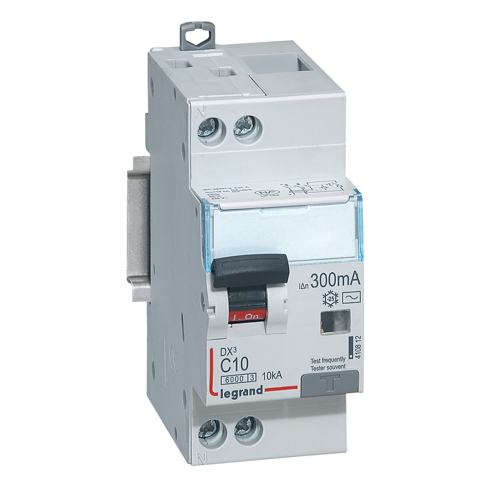 Disjoncteur différentiel 1P+N 10A Vigi 300mA Courbe C Type AC [DX³6000]