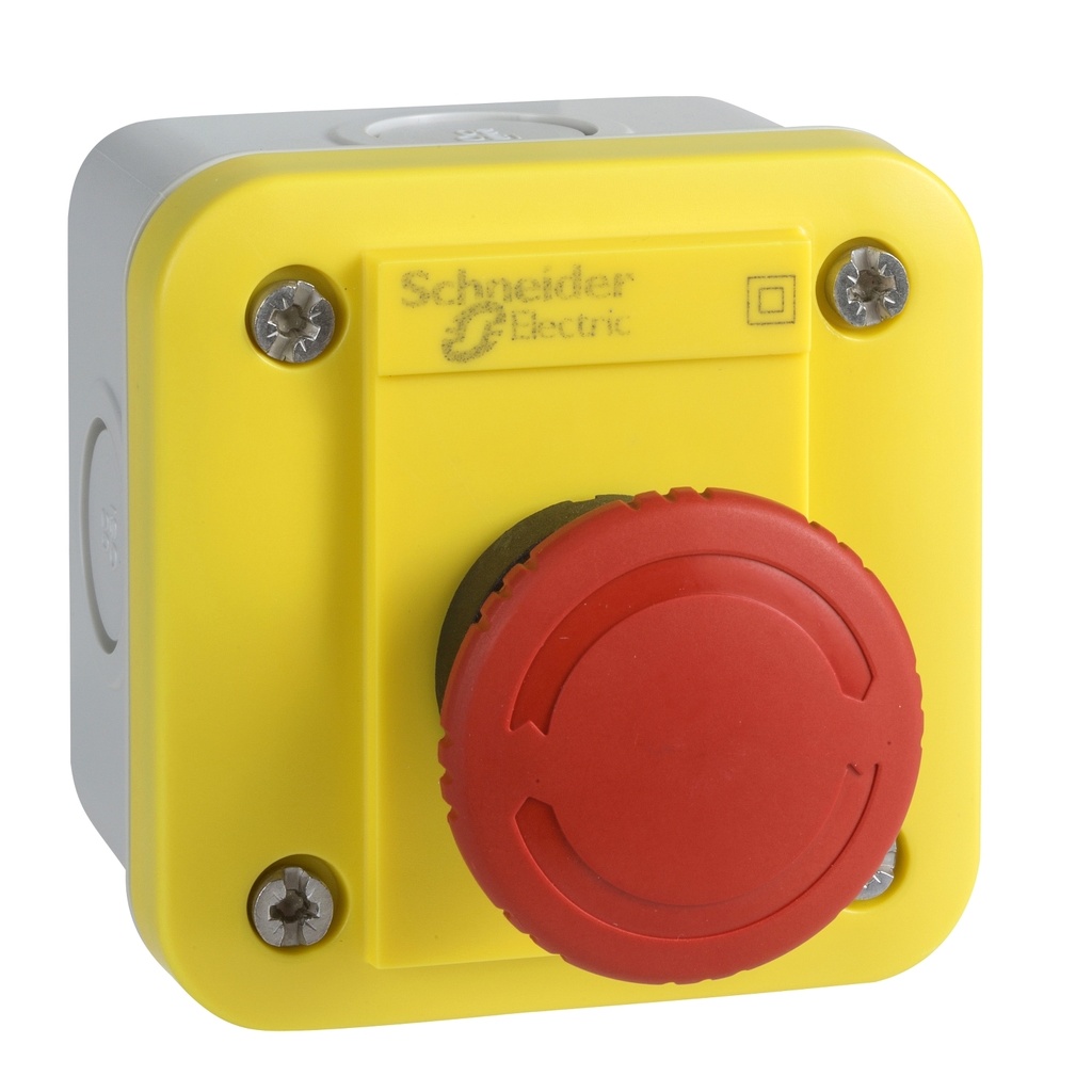 [SCHNEIDER] Boitier arrêt d'urgence jaune à bouton coup de poing 1F+1O [XAL] (copie)