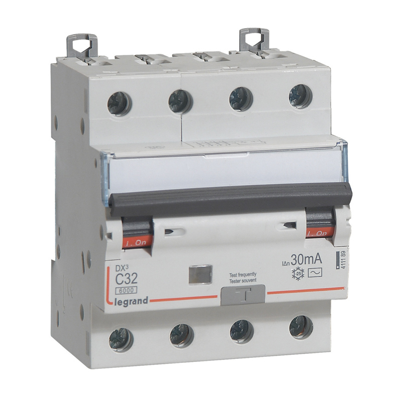 Disjoncteur différentiel 4P 32A Vigi 30mA Courbe C Type AC [DX³6000]