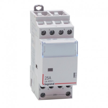 Contacteur de puissance 4P 25A avec bobine 230Vac 4F 2 modules 400V