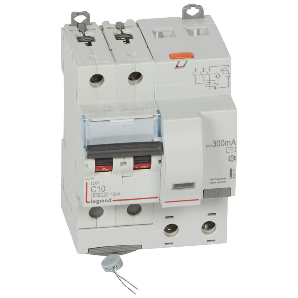 Disjoncteur différentiel 2P 10A Vigi 300mA Courbe C Type AC [DX³6000]