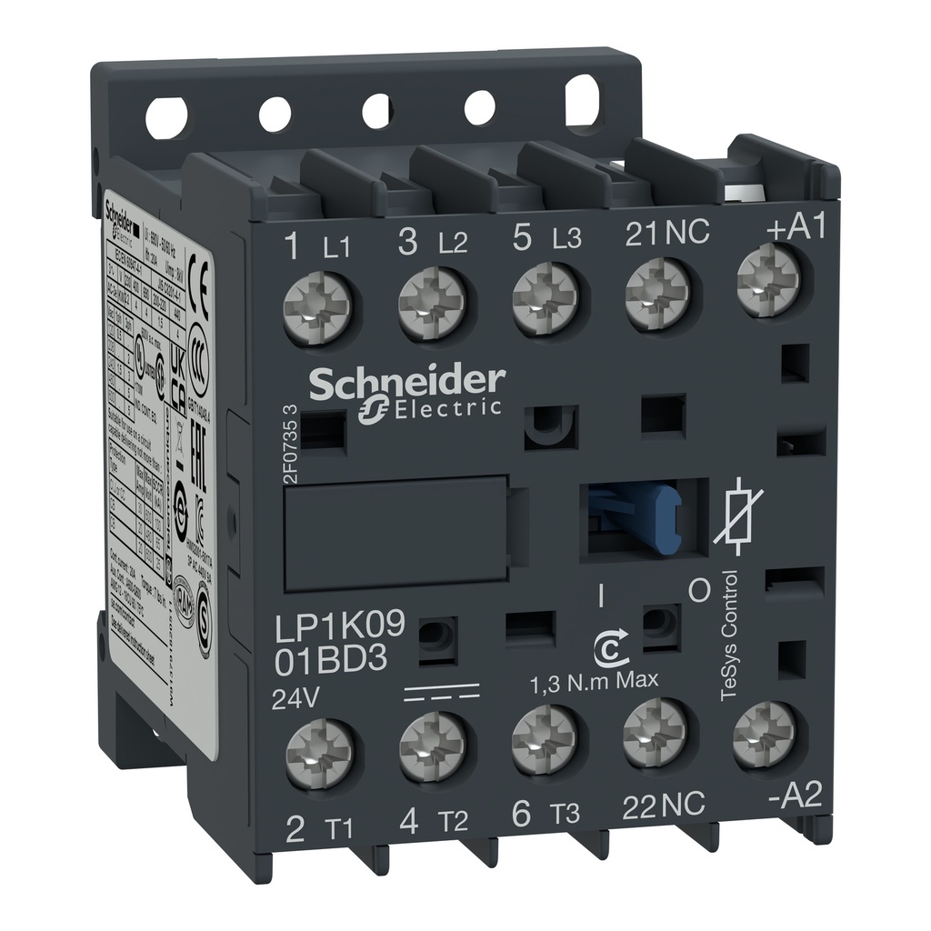 Contacteur de puissance 3P 9A 4kW 24Vdc 1NO + 1NC (copie)