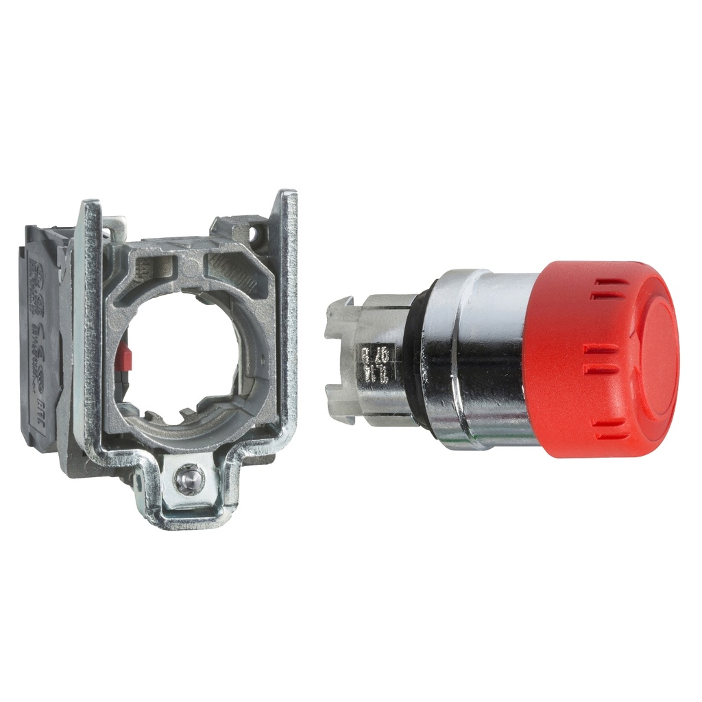 [SCHNEIDER] Bouton poussoir complet arrêt urgence rouge Ø22 1O 1F