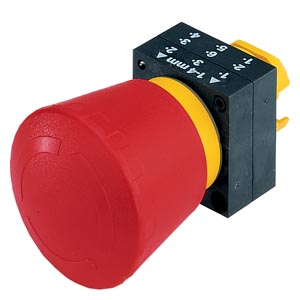 [SIEMENS] Bouton d'arrêt d'urgence rond en plastique D=22mm avec support rouge