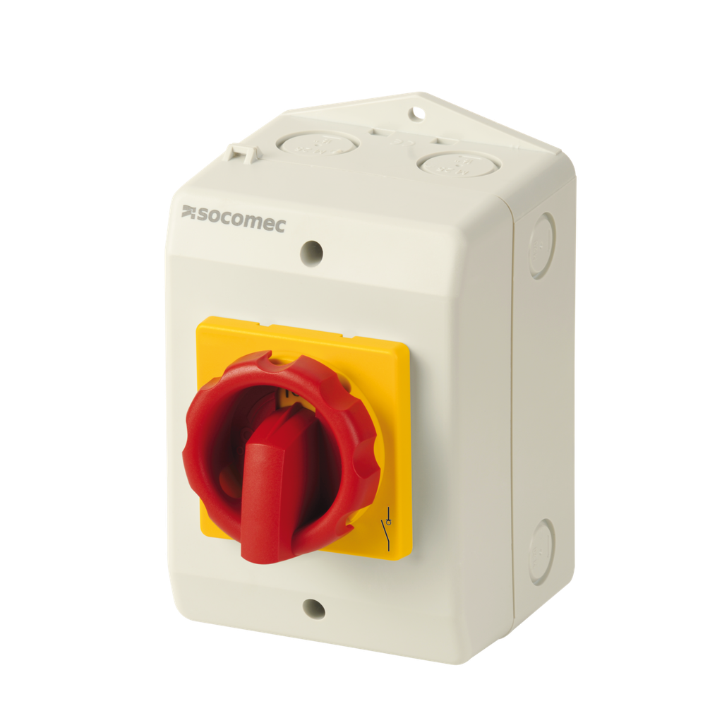[SOCOMEC] Interrupteur sectionneur en coffret 3P 32A poignée jaune/rouge
