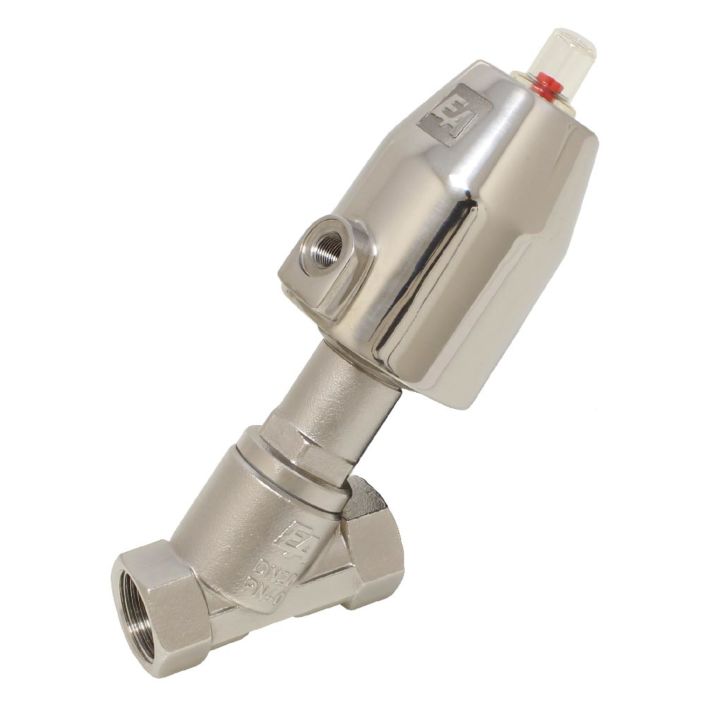 Vanne actionnée par pression G1/2" SK50-laiton, OS, acier inoxydable / PTFE agissant contre le fluide