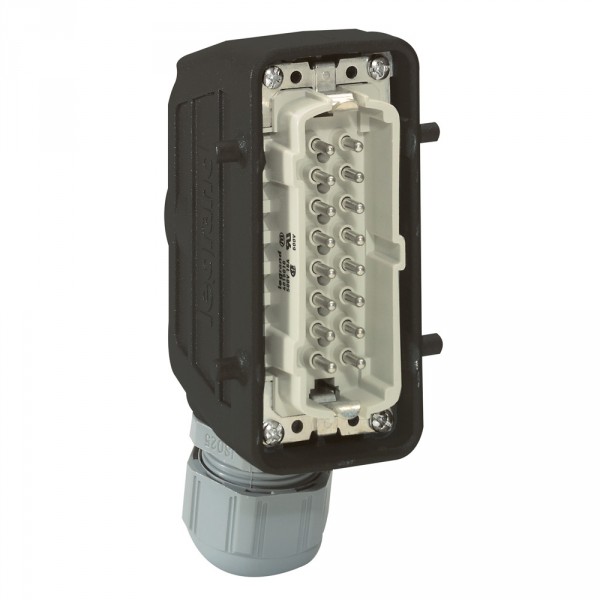 Connecteur multipôles Hypra 16A 500V 16P+T capot mâle sortie latérale