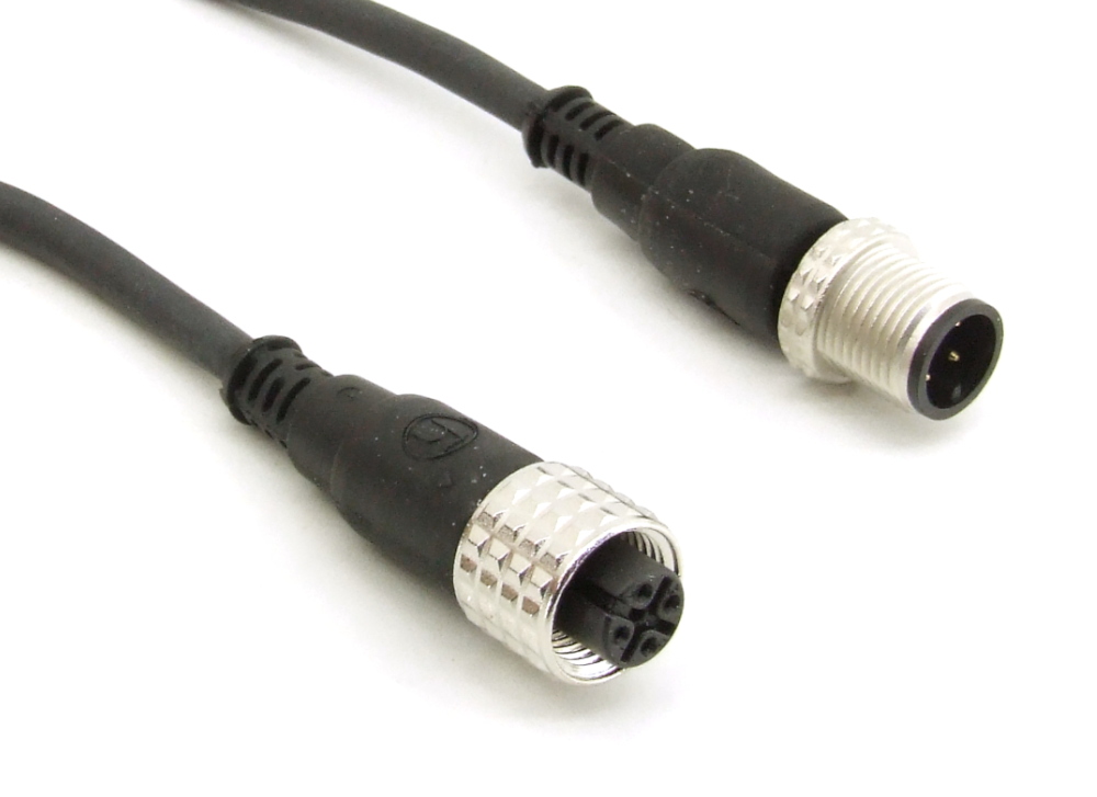 Cable connecteur M12 mâle/femelle droit 4 pôles 1m