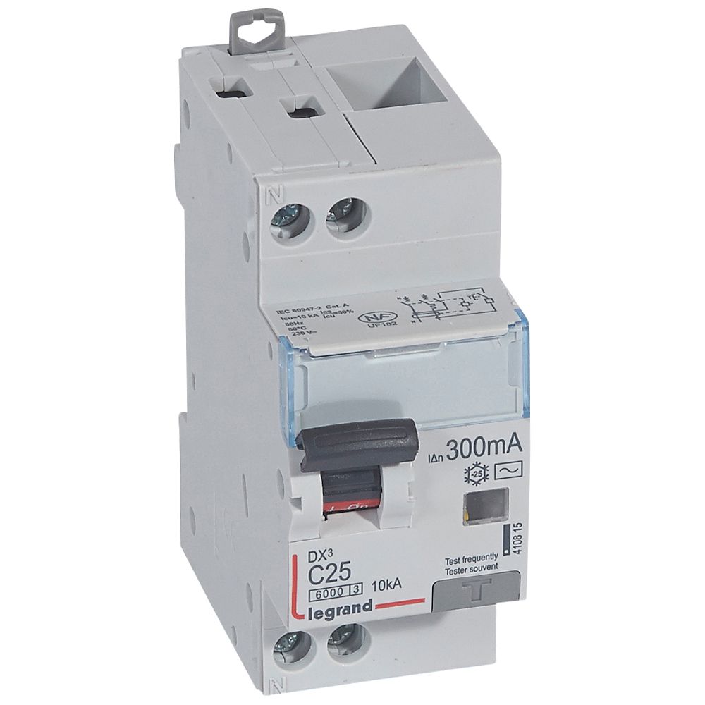 Disjoncteur différentiel 1P+N 32A Vigi 300mA Courbe C Type AC [DX³6000]