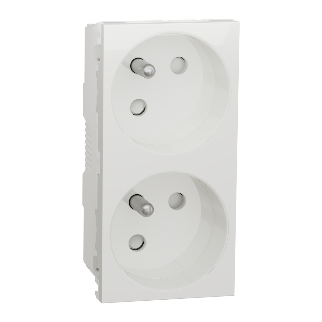Prise de courant double 2P+T 16A 45° [UNICA]