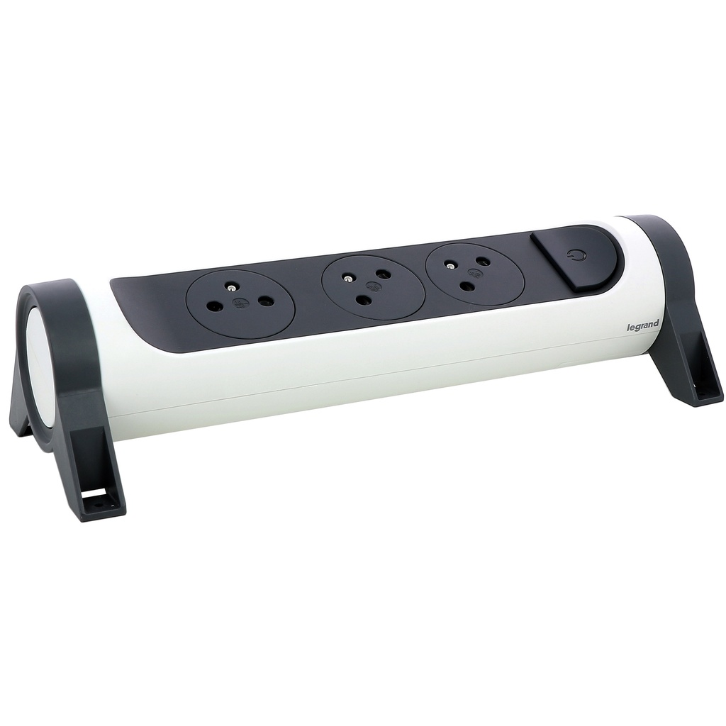 [LEGRAND] Bloc multiprise rotatif à 3 prises 16A 2P+T cordon 1,5 m - blanc/gris