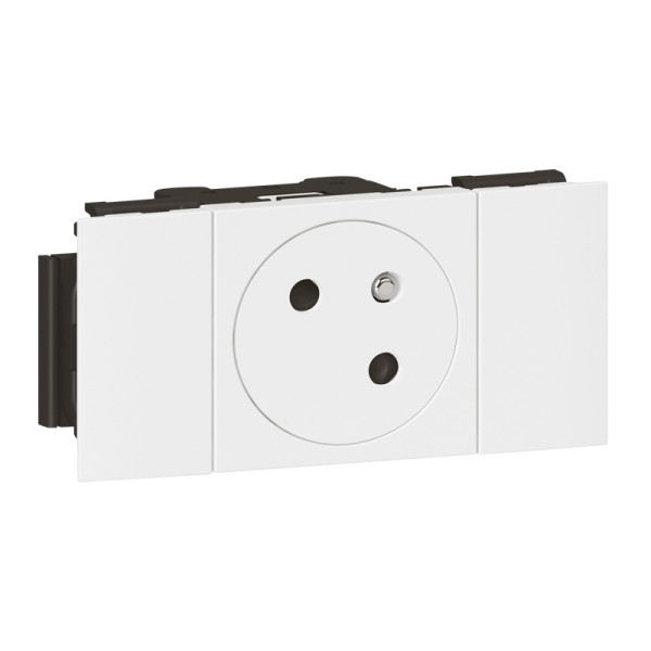 Prise de courant 2P+T surface soluclip pour goulotte Mosaic à clippage direct 2 modules - blanc