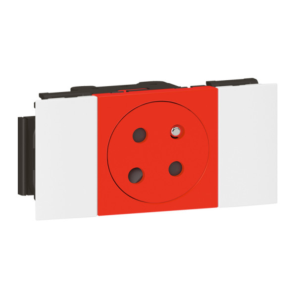 Prise de courant 2P+T surface à détrompage soluclip pour goulotte Mosaic à clippage direct 2 modules - Rouge