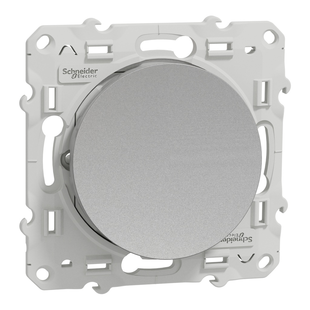 Interrupteur va et vient encastré 2P+T 10A aluminium 250V IP21 [ODACE]