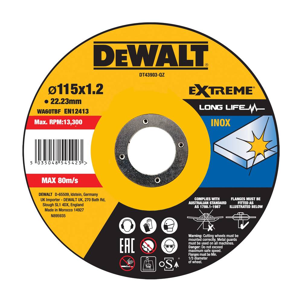 Disque à couper pour métal, acier, inox et fer 115x1,2x22,23
