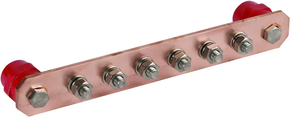 Barre équipotentielle dans l'industrie pour zones Ex 2/22 en cuivre pour 6 connexions M10x25 [PAS I 6AP M10 CU]
