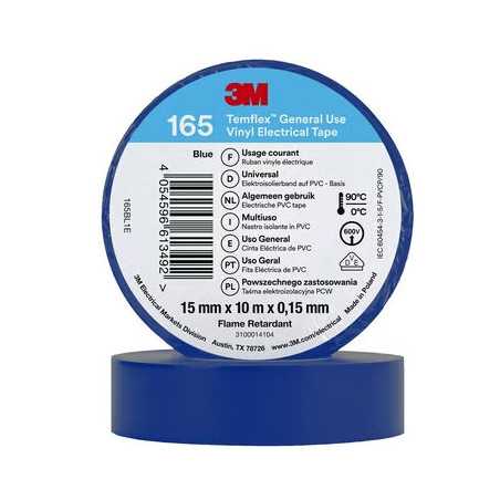 Scotch Temflex 165 ruban isolant électrique PVC 15mmx10m bleu