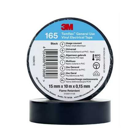 Scotch Temflex 165 ruban isolant électrique PVC 15mmx10m noir