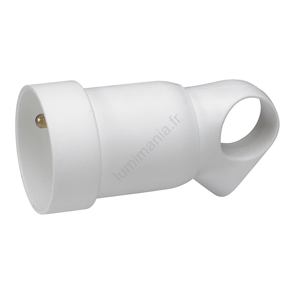 Fiche femelle plastique 16A 250V 2P+T blanc avec prolongateur