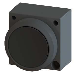 Bouton poussoir rond plastique avec support noir D=22mm