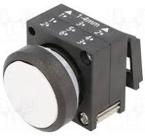 Bouton poussoir lumineux rond plastique blanc avec support D=22mm