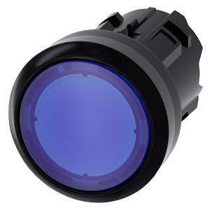 Bouton poussoir lumineux rond plastique bleu D=22mm