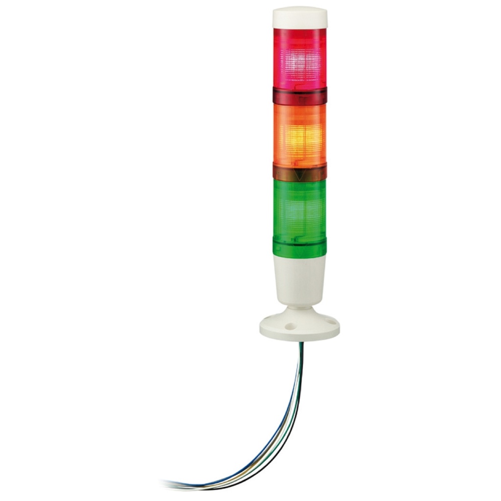Balise de signalisation prémontée et précâblée à 3 unités lumineuses [Rouge/Orange/Vert] avec buzzer intégré 24Vac/cc
