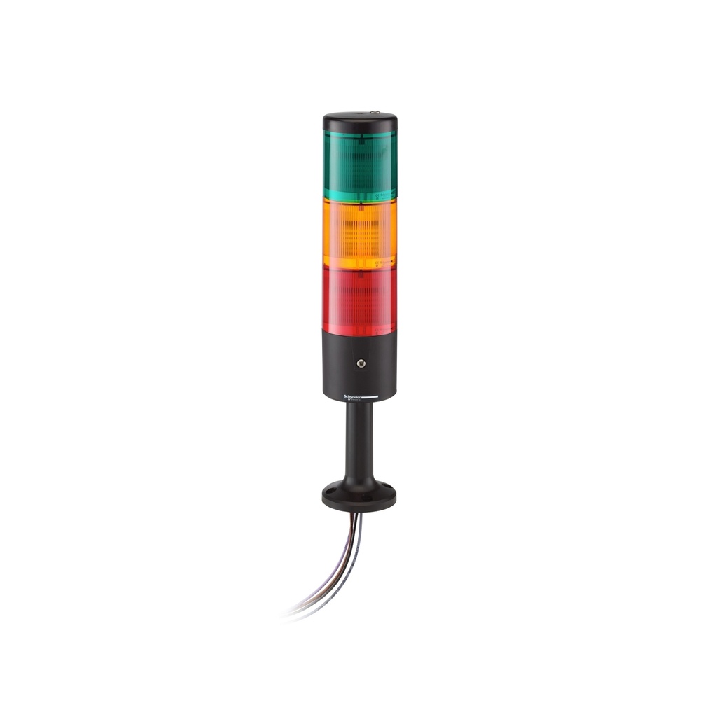 Balise de signalisation précâblée complète à 3 unités lumineuses [Vert/Orange/Rouge] avec buzzer intégré 230Vca