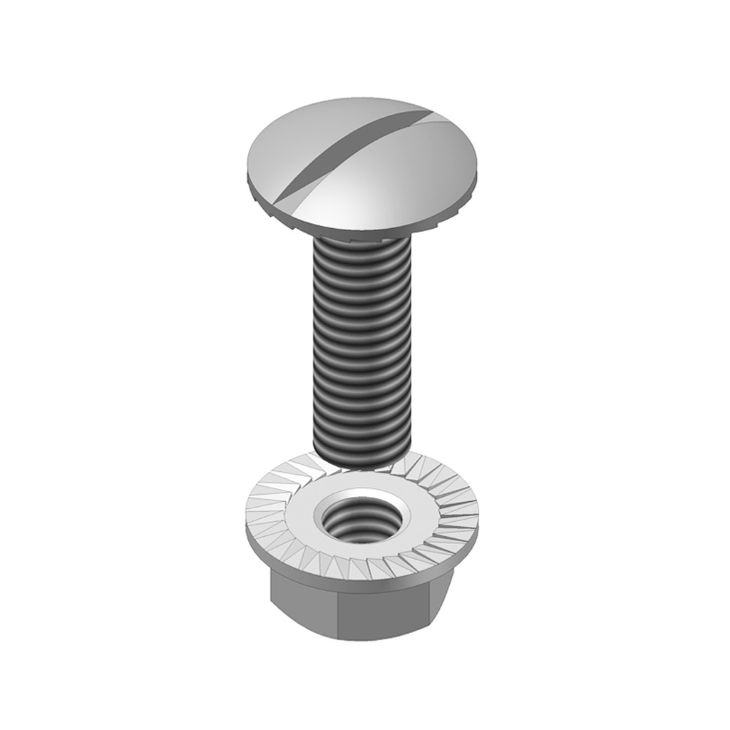 Boulon et écrou autobloquant pour chemin de câble M6x10 en inox [I4KBSCL60]