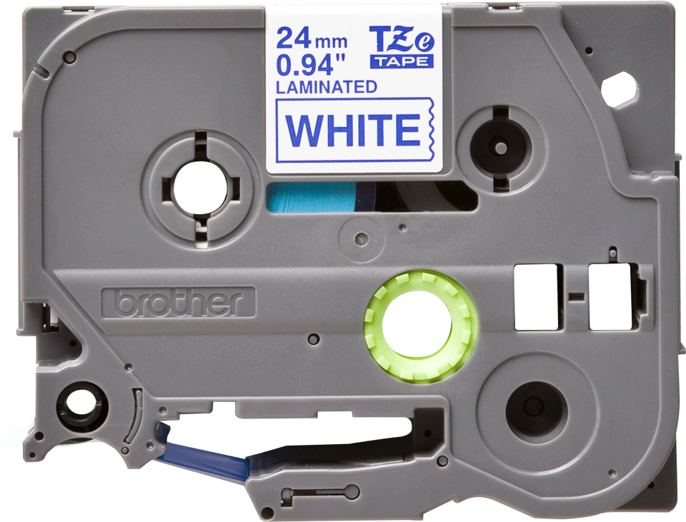 Cassette à ruban pour étiqueteuse Bleu sur blanc 24mm de large 