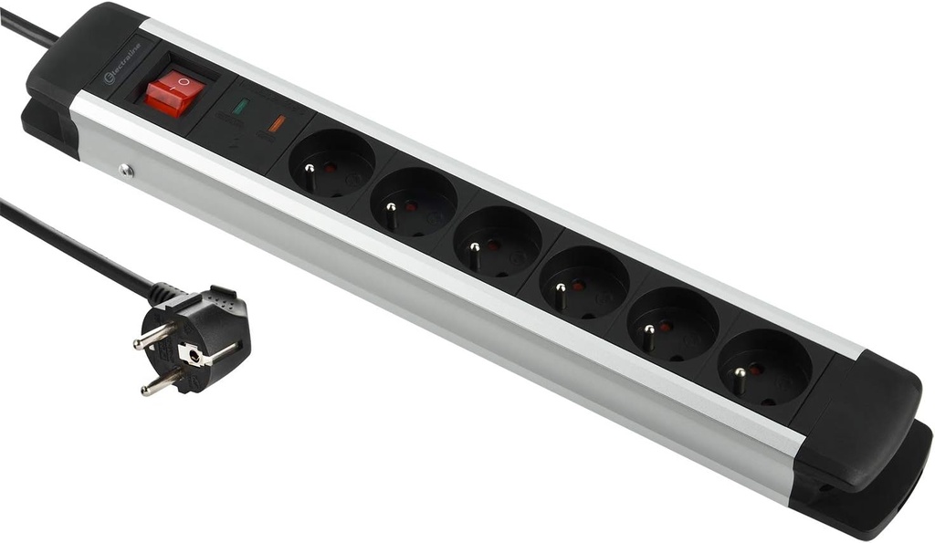 [ELECTRALINE] Bloc multiprise à 6 prises 16A 2P+T avec parafoudre [L=2m]