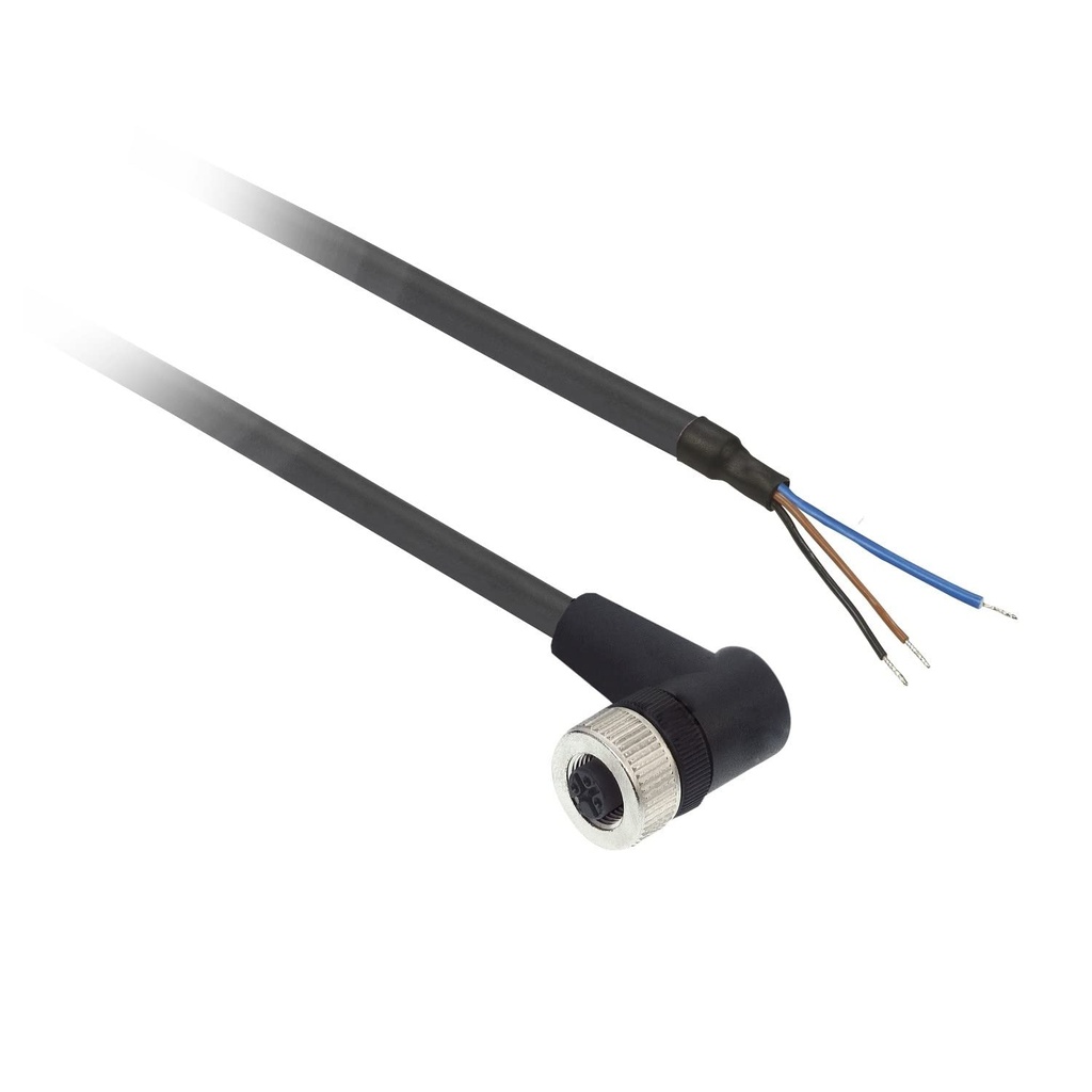 Connecteur précâblé coude femelle M12 3 broches 5m