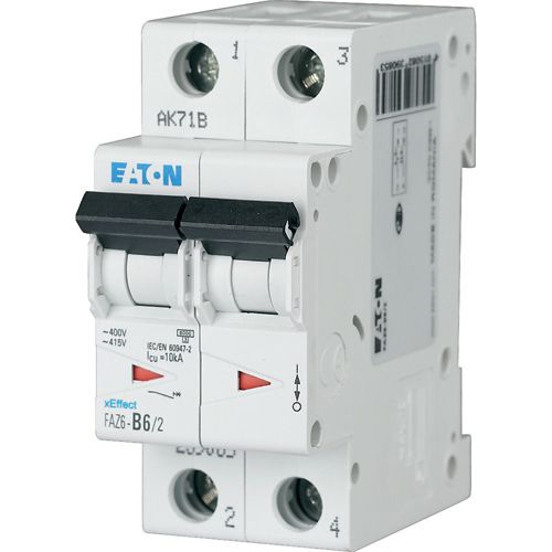[EATON] Disjoncteur miniature (MCB) 2P 4A Courbe C avec pourvoir de coupure 6kA [FAZ6-C4/2]
