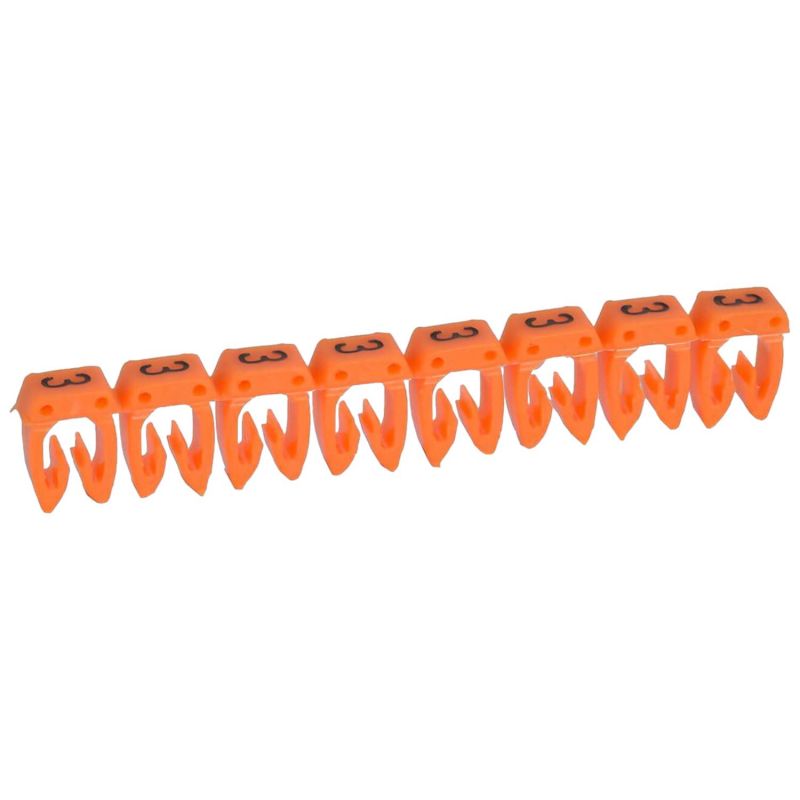 Repère CAB 3 pour filerie 1,5mm² à 2,5mm² avec chiffre 3 orange