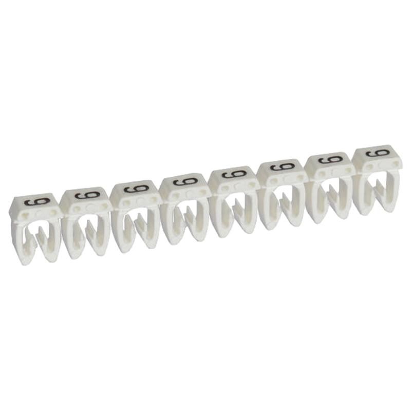 Repère CAB 3 pour filerie 1,5mm² à 2,5mm² avec chiffre 9 blanc