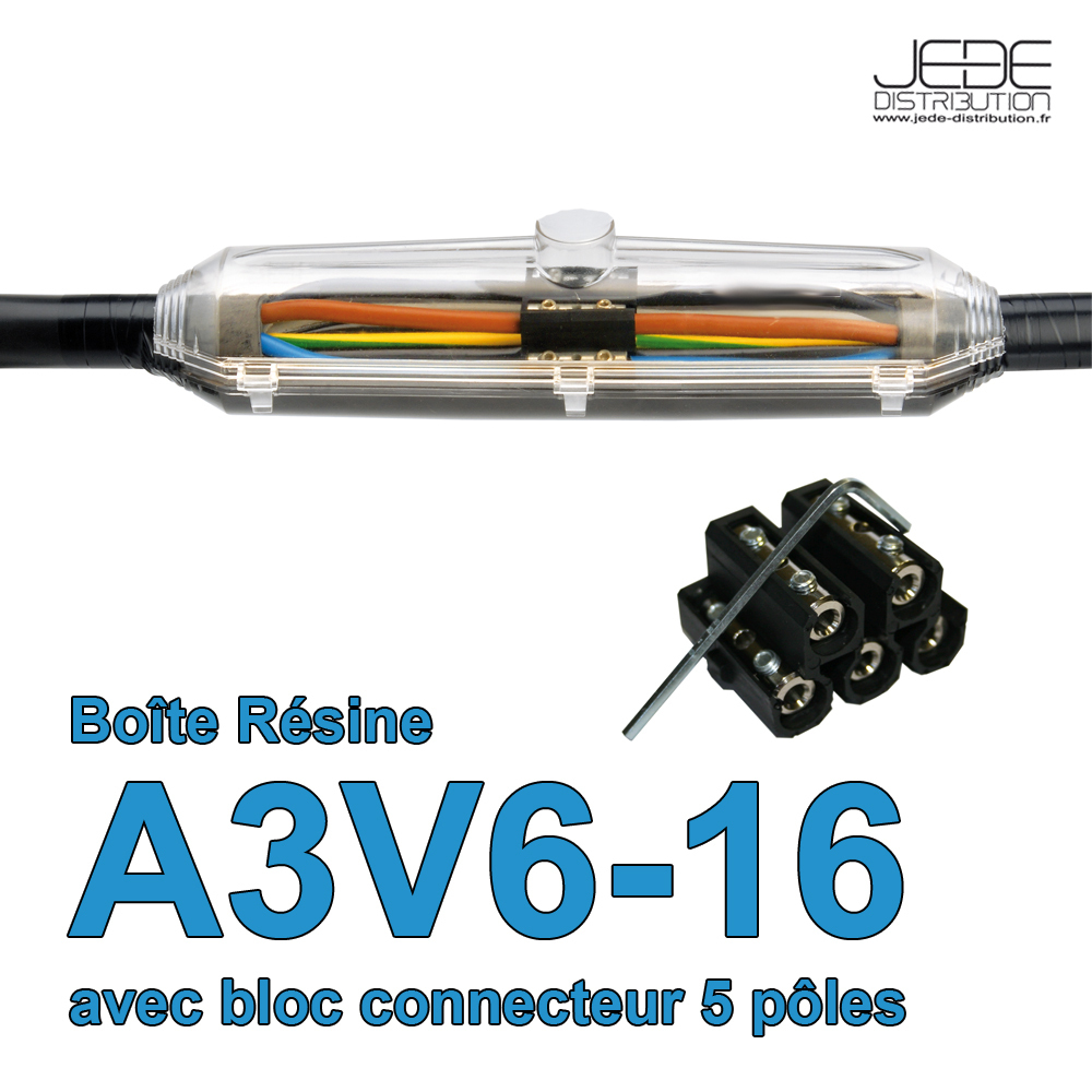 [JEDE] Boite de jonction résine avec bloc de connecteur 5P  