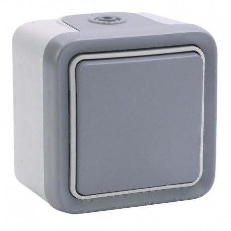 Interrupteur va-et-vient plexo IP55 IK08 10A 250V pour fixation saillie - gris
