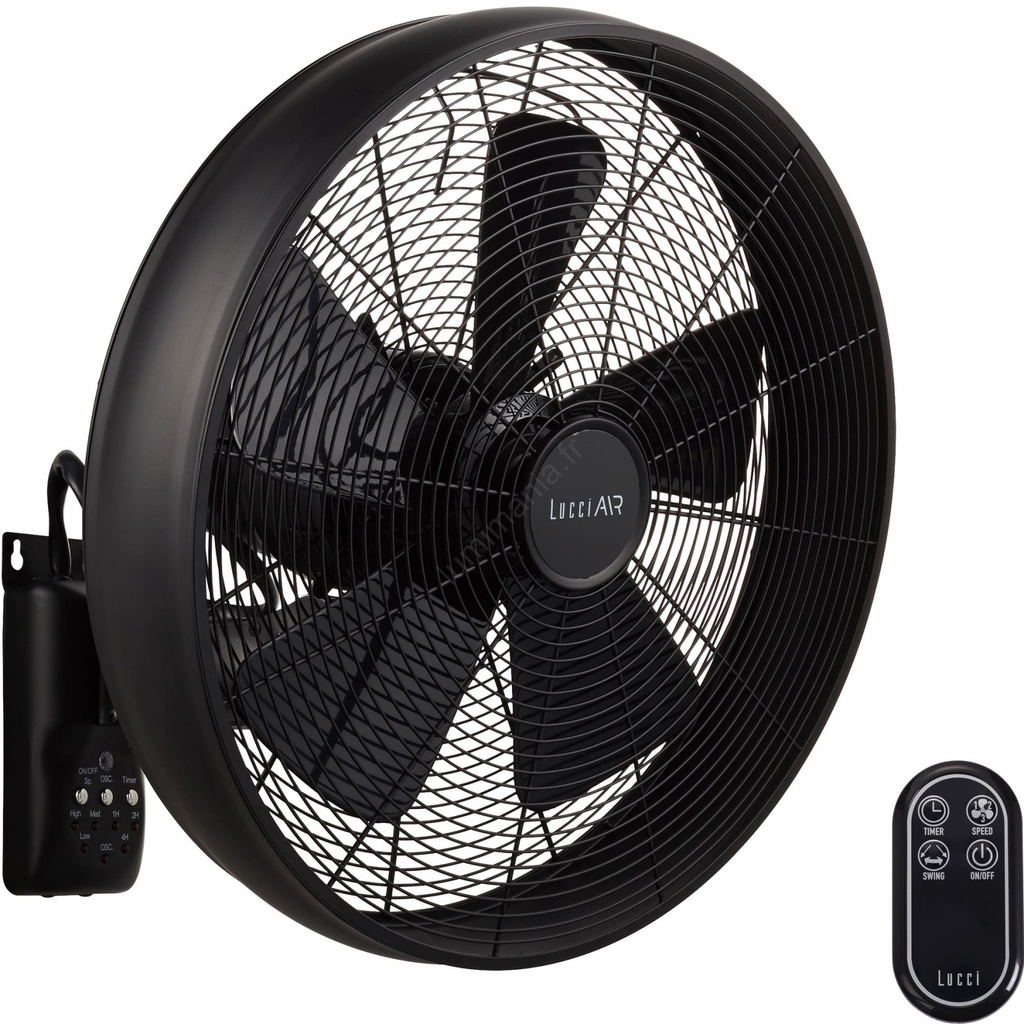 Ventilateur mural BREEZE 55W/230V noir avec télécommande