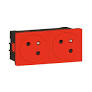 Double prise de courant 2p+t surface Mosaic Link raccordement latéral 4 modules - rouge