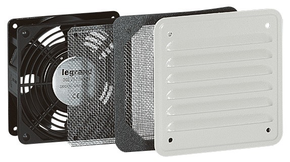 Ventilateur avec ouïe métal débit 30m³/h avec filtre et 160m³/h soufflage libre - IP32 IK10 - RAL7035