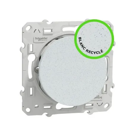 Interrupteur va et vient encastré 2P+T 10A blanc recycle 250V IP21 [ODACE]