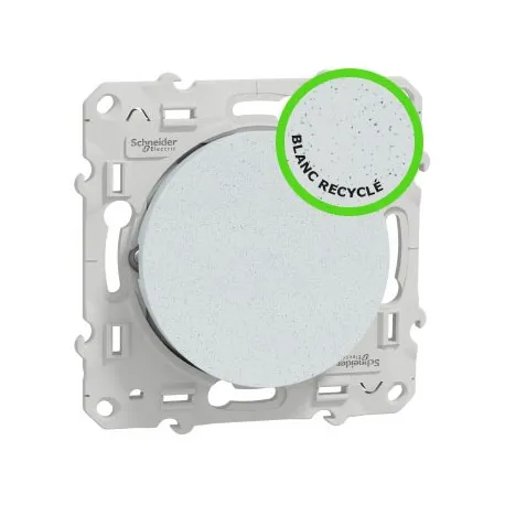 Interrupteur va et vient lumineux encastré 2P+T 10A blanc recycle 250V IP21 [ODACE]