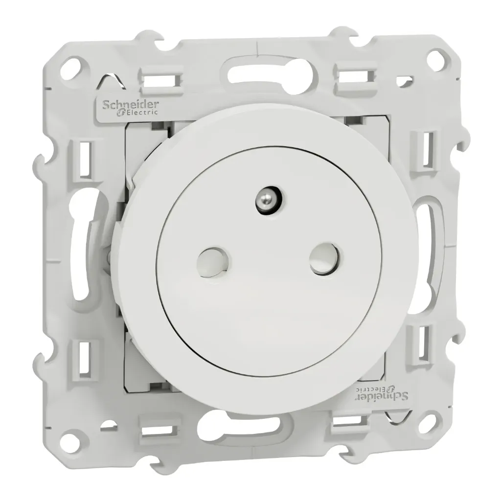 Prise de courant encastré 2P+T 16A affleurante blanc [ODACE] 
