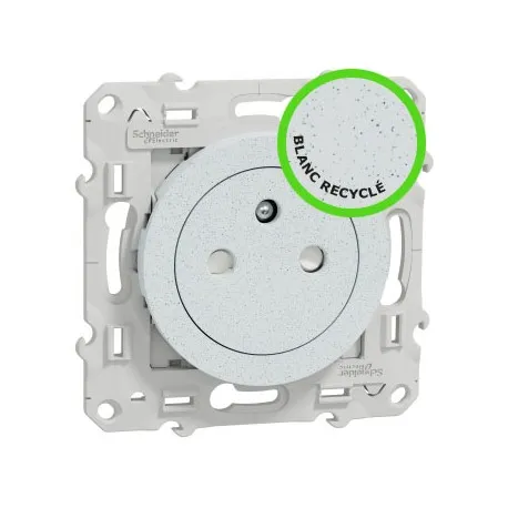 [SCHNEIDER] Prise de courant encastré 2P+T 16A affleurante blanc recycle [ODACE]