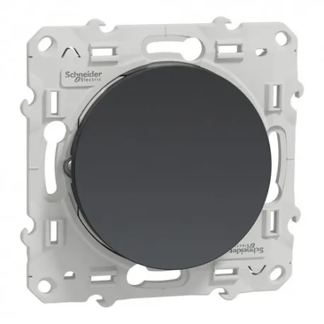 Bouton poussoir encastré 2P+T 10A anthracite 250V IP21 [ODACE]