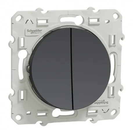 [SCHNEIDER] Interrupteur double va et vient encastré 2P+T 10A anthracite 250V IP21 [ODACE]