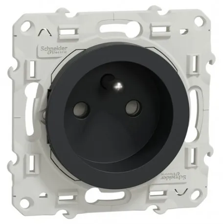[SCHNEIDER] Prise de courant encastré 2P+T 16A à puits anthracite [ODACE]
