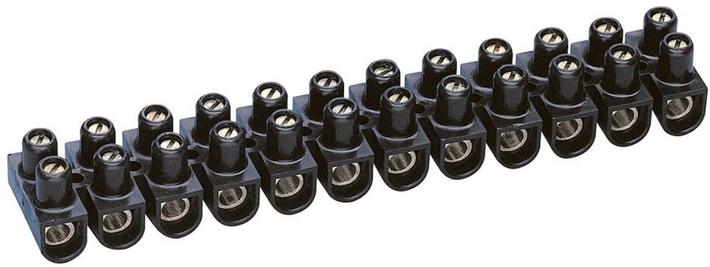 Barrette domino 25mm² noir avec 12 connexions en laiton